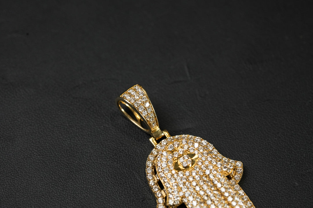 Diamond Hamsa Pendant Yellow 14K