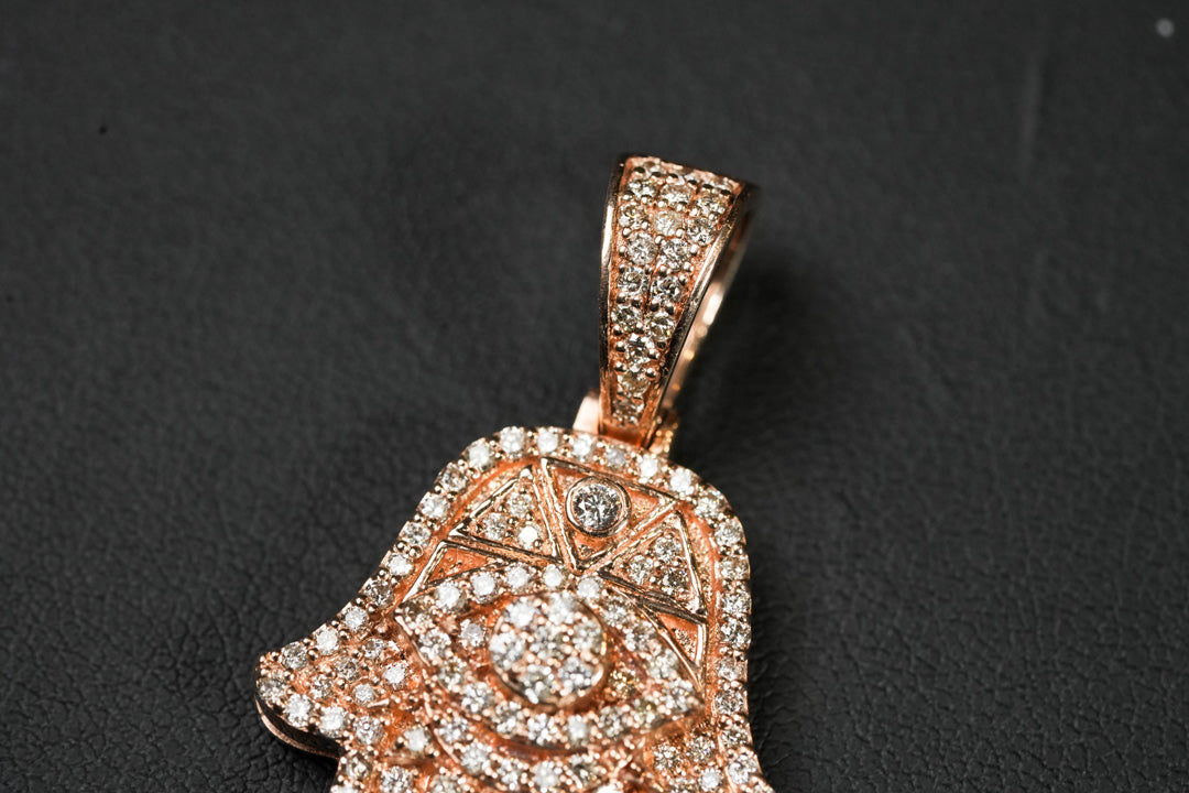 Diamond Hamsa Pendant Rose 14K Gold