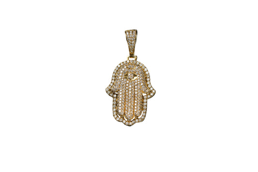 Diamond Hamsa Pendant Yellow 14K