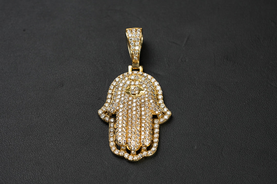 Diamond Hamsa Pendant Yellow 14K