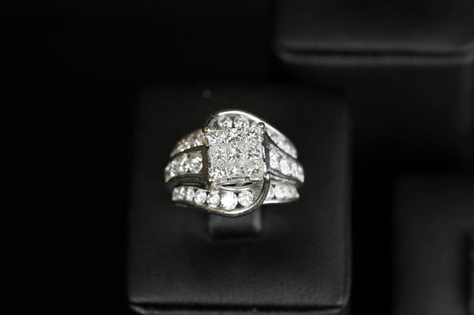 Princess Cut Invisible Set Diamond Ring 14K White Gold