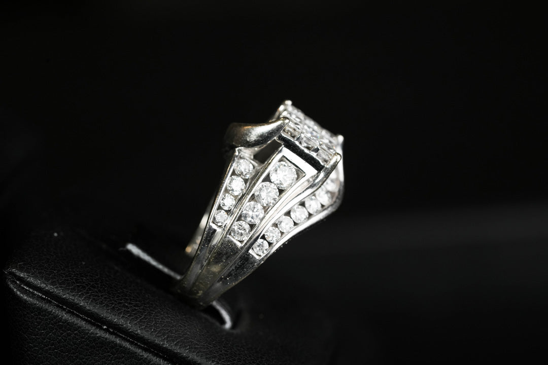 Princess Cut Invisible Set Diamond Ring 14K White Gold