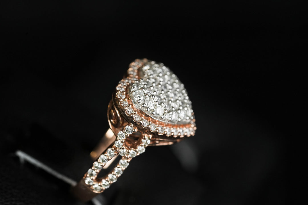 Heart Diamond Ring Infinity Band 10K Rose Gold