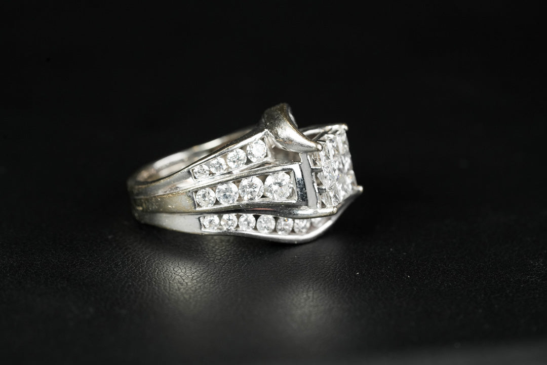 Princess Cut Invisible Set Diamond Ring 14K White Gold