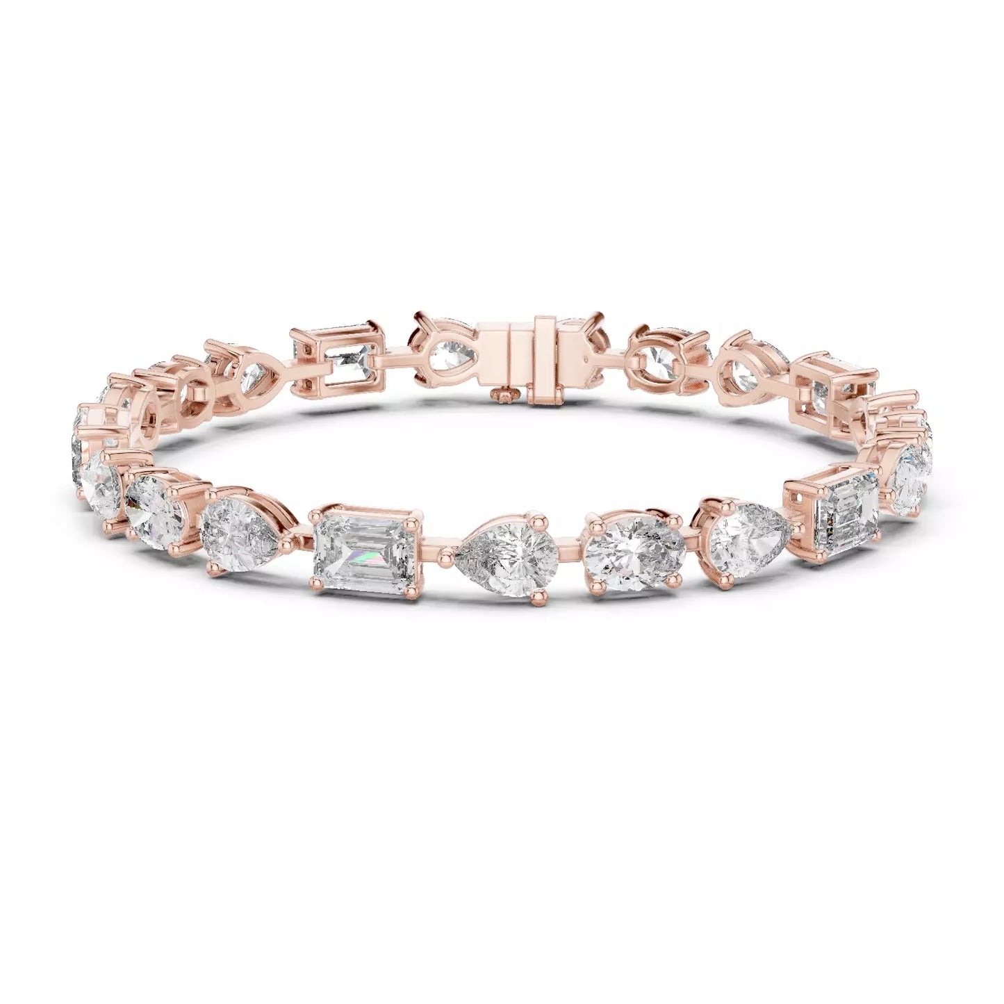 Mixed Shapes Diamond Bracele 14K Gold
